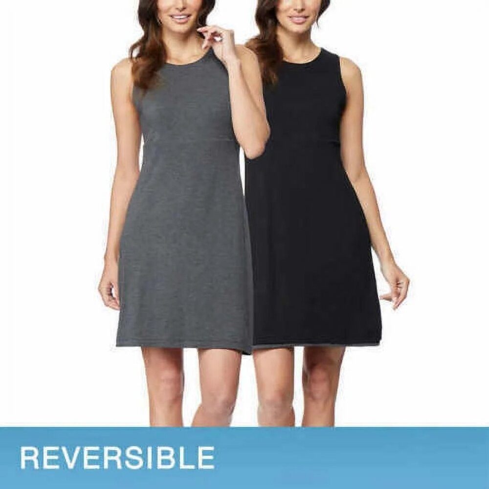 32 Degrees Womens Reversible Dress with Wide Stripes (Black/İndıgo, Medium)